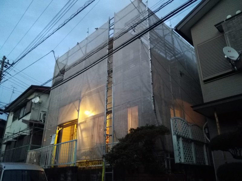 足場掛け後2